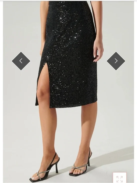 Sugarlips Black Sequin Midi Skirt with Side Slit Size L - Picture 1 of 6